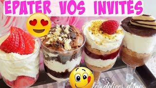 4 IDEE DESSERT FACILE VERRINE Framboise Chocolat Fraise Nutella Speculos [upl. by Gardner123]