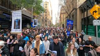 15 000 Catholics praying Litany of the Saints in the streets of Sydney [upl. by Leumek]