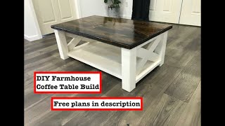 Farmhouse Style Coffee Table Build Free plans amp dimensions in description [upl. by Derward]