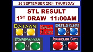 STL 1ST Draw 11AM Result STL Bataan Bulacan Pampanga Angeles 26 September 2024 THURSDAY [upl. by Vasquez]