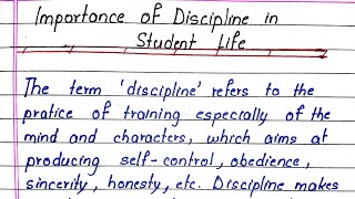 Importance of Discipline in Students Life  Essay Writing In English  EK Education [upl. by Faina]