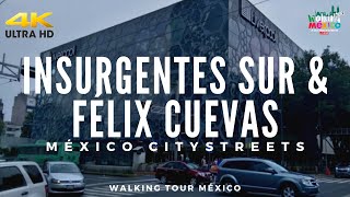 【4K】Insurgentes sur amp Félix Cuevas México City  Virtual Walking Tour in 4K FULL HD 60fp 2021 [upl. by Norrej364]