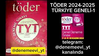 TÖDER 2024 2025 TÜRKİYE GENELİ 1 DENEME CEVAP ANAHTARI [upl. by Hakaber]