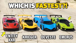 GTA 5 ONLINE  DEVESTE VS KRIEGER VS EMERUS VS ENTITY XXR WHICH IS FASTEST [upl. by Bessy]