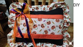 FUNDA para ALMOHADA con holanes Halloween 🎃 cómo hacer [upl. by Atinnod283]