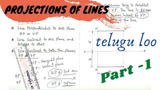 Projections of Lines  PART  1  Line Parallel to Both the Planes Example  Mech  Civil  telugu [upl. by Etram]