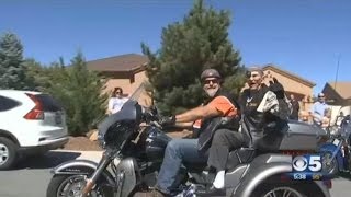 101YearOld HarleyLoving Veteran Takes One Last Ride On Custom Motorcycle [upl. by Serica271]