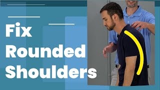 5 Exercises To Fix Rounded Shoulders Posture Long Term Fix [upl. by Boylston]