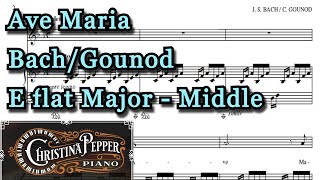 Ave Maria Bach Gounod E flat Major Piano Accompaniment Karaoke Middle Voice [upl. by Carlynne]