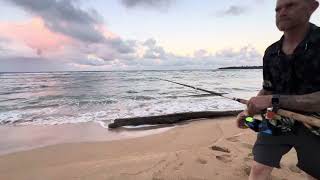 Hawai’i Kauai ocean waves at Anahola Bay and me doing a little surf fishing [upl. by Kapor]