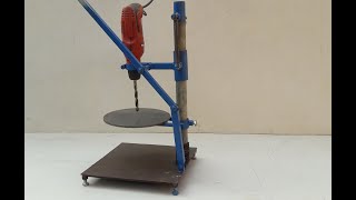 Homemade Drill Press Machine  Simple Drill Press Table from Handle Drill [upl. by Micheline]