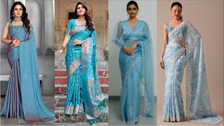 New Designer Blue saree Designs 2024 bluesaree saree moonfashions [upl. by Yraek157]