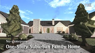 BLOXBURG OneStory Suburban Family Home  NoGamepass  Speedbuild  Roblox Bloxburg [upl. by Naro]