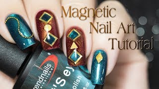 Magnetic Nail Art Tutorial Дизайн с магнитными гельлаками quotКошачий глазquot [upl. by Zat787]