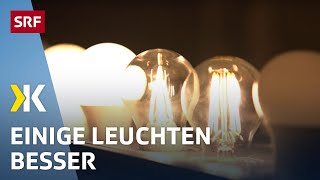 LEDBirnen im Test Grosse Unterschiede bei der Lichtqualität  2019  Kassensturz  SRF [upl. by Spiers]