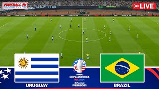 URUGUAY vs BRAZIL QuarterFinal  Copa America 2024  Full Match Today  PES Gameplay PC [upl. by Ardnued19]