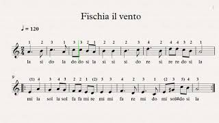 FISCHIA IL VENTO  Flauto  Piano  C instruments score [upl. by Scuram]