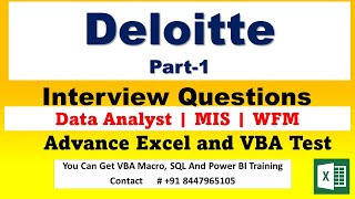 Deloitte MIS and Data Analyst Excel Interview Question  MIS Interview Question  Data Analyst Inter [upl. by Akiraa328]