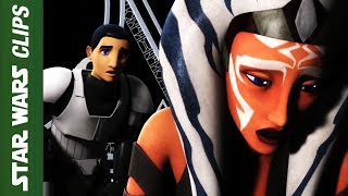 Ezra Saves Ahsoka From Darth Vader  Star Wars Clips [upl. by Ardnal]