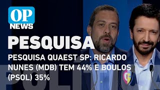 Pesquisa Quaest SP Ricardo Nunes MDB tem 44 e Boulos PSOL 35  O POVO NEWS [upl. by Asyla]