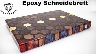 😍 Epoxy Hexagon Schneidebrett mit Nussbaum Weißbuche und Padouk [upl. by Ahsote288]