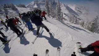 Snowbird Utah Powder Panic Skiing Big Crowds Deep Powder Frenzy [upl. by Yevoc]