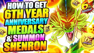 🔥 How To Collect 6th Year Anniversary Medals Summon SHENRON  Get 5000 FREE Crystals DB Legends [upl. by Nairbo]