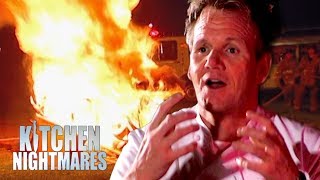 Gordon Sets Fire to the Restaurant  Kitchen Nightmares [upl. by Ardnaxela227]