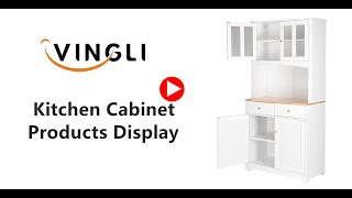 VINGLI 67in Long Standing Kitchen Cabinet Freestanding Hutch Kitchen Buffet [upl. by Thema]