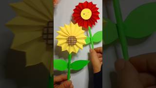 Cute paper sunflower  Easy paper flower artandcraft Shortvideo youtube shorts diy viral [upl. by Elkcim450]