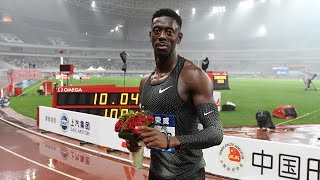 SHANGAI 100 M MEN 100M DIAMOND LEAGUE REECE PRESCOD BEATS GATLIN AND ANDRE DE GRASSE [upl. by Epoillac]