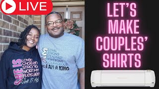 Lets Make Couples Tshirts With A Cricut Cutting Machine Live htv cricut tshirts [upl. by Felicie]