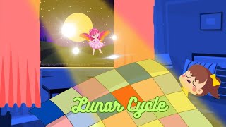 Phases of the Moon Lunar Cycle Kids Educational video Waxing Crescent Waning Gibbous [upl. by Ilamad]