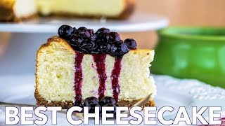 Best Cheesecake with Blueberry Topping  Natashas Kitchen [upl. by Ecnarolf]