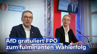 AfD gratuliert FPÖ zum fulminanten Wahlerfolg [upl. by Ydda755]