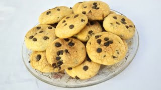 Cookies sans beurre moelleux aux pépites de chocolat  Recette maison [upl. by Anaed985]