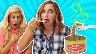 Worlds Stinkiest Fish Challenge  Eating Surstromming with Rebecca Zamolo [upl. by Tnahsin]