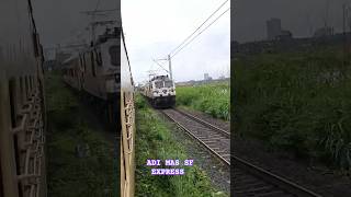 Train to Rajasthan crossing Train to Chennai at Vasai curve [upl. by Alda]