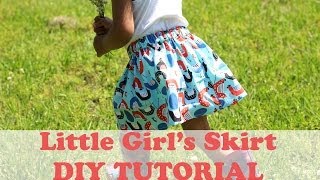 How to Make a Simple Girls Skirt Beginner Sewing [upl. by Nooj]