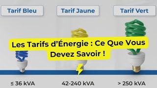 Comprendre les tarifs délectricité Tarif Bleu Jaune Vert expliqués simplement [upl. by Hsirrehc]