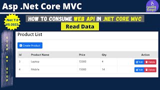 How To Consume WEB API in ASPNET Core MVC  ASPNET Web API  Read Data [upl. by Alliehs531]