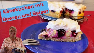 Schneller BrombeerKäsekuchen mit Baiser  fruchtiglecker mit Gelinggarantie [upl. by Deerdre]