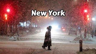 NYC Snowfall 2024  New York Night Walk Snow Ambient Traffic Noise For Sleep [upl. by Okomom17]