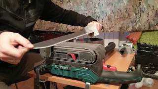 How to sharpen blade with belt sander [upl. by Nuarb689]