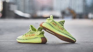 Review amp OnFeet Adidas Yeezy Boost 350 V2 quotSemi Frozen Yellowquot [upl. by Sothena574]