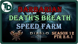 1000 DB an hour  Low para no augments  Speed Farm Sage Set Barbarian Diablo 3 Season 12 PTR 261 [upl. by Elleinod]