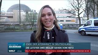 WELT Reporterin und Moderatorin Ilka Groenewold zur AKWAbschaltung in Lingen am 1542023 [upl. by Zinck]