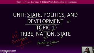 Tribe Nation and State  UGC Sociology  Complete lectures  doorsteptutorcom [upl. by Anairol]