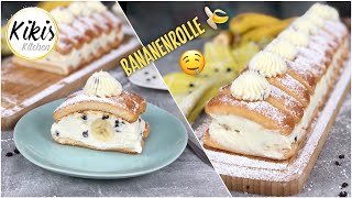 Ohne Backen die perfekte NO BAKE Bananenrolle aus dem Kühlschrank mit Löffelbiskuits  blitzschnell [upl. by Savinirs]