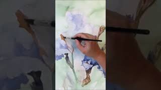 Blue Irises on Colorful Background  Watercolor Painting watercolor art painting tutorial [upl. by Alletse]